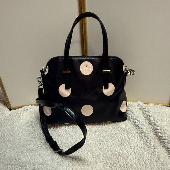 kate spade new york Crossbody Bag Navy w/ Pale Pink Dots Preloved - Picture 3 of 16